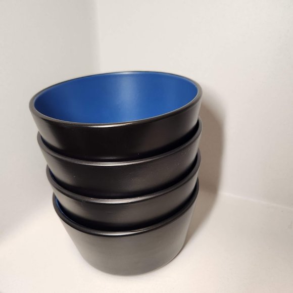 NEW Stone Lain 4 Bowls Replacement Stoneware Dinnerware Set Blue Black Minimal - Picture 4 of 6